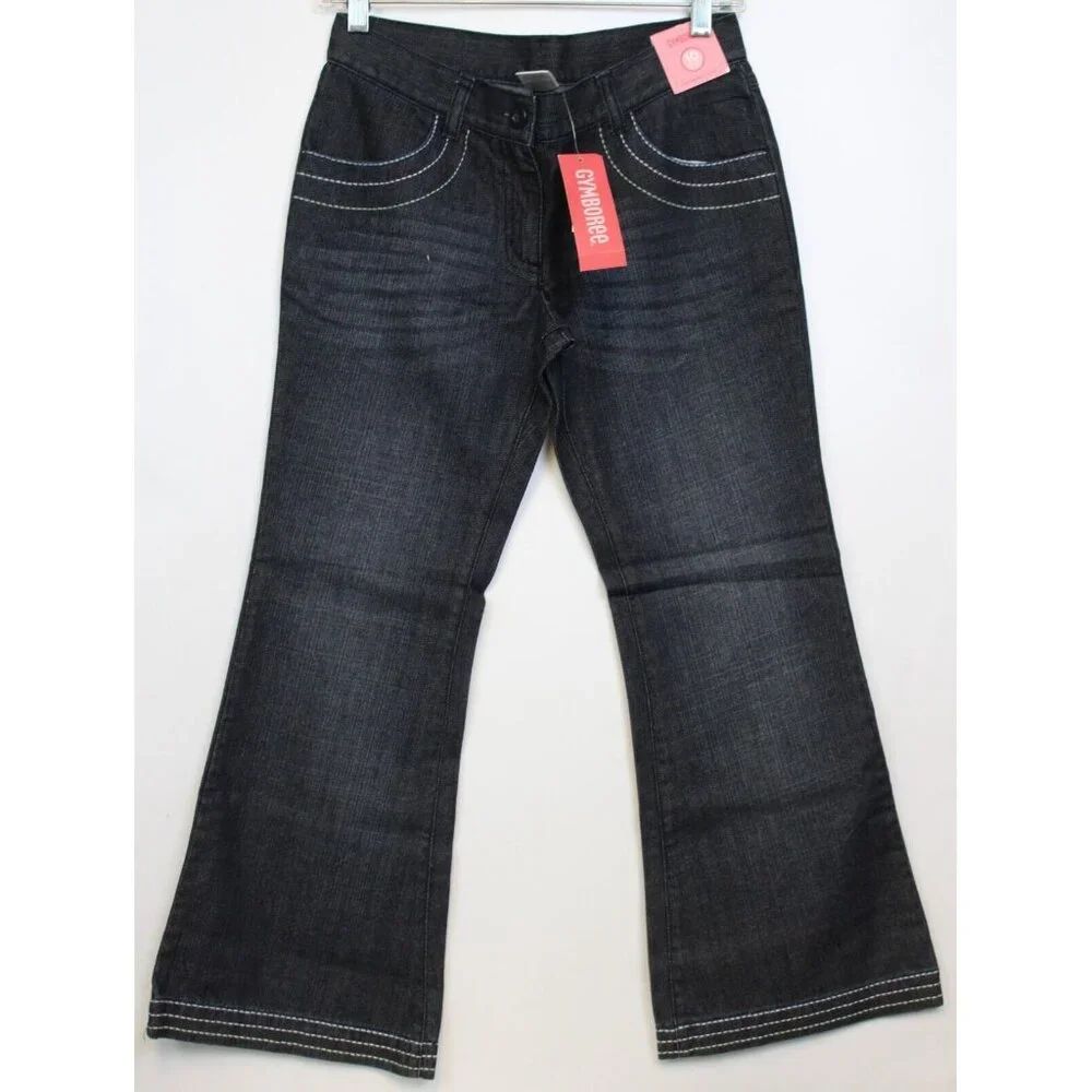 2008 Gymboree Petit Mademoiselle Pickstitch Flare Denim Jeans Dark 10 Plus